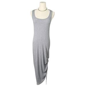 Sweaty Betty Gray Ribbed Tank Midi Dress | Racerback | Side Ruched | Size M